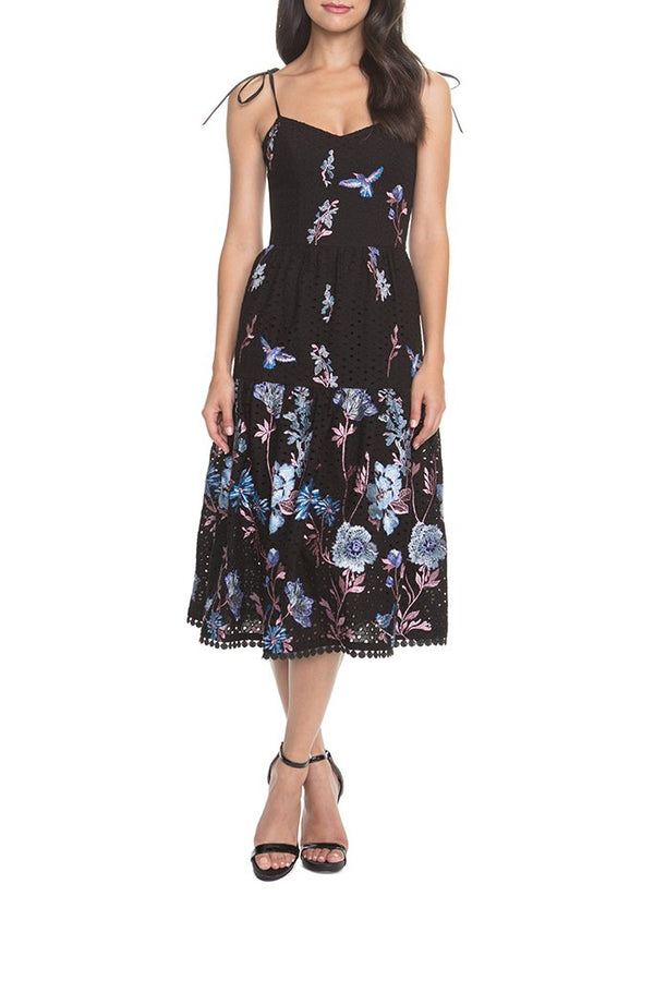Abbie Tie-Up Demi Neck A-Line Midi Dress