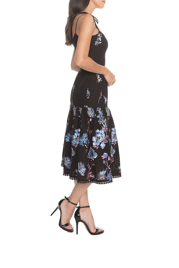 Abbie Tie-Up Demi Neck A-Line Midi Dress
