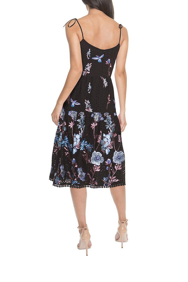 Abbie Tie-Up Demi Neck A-Line Midi Dress