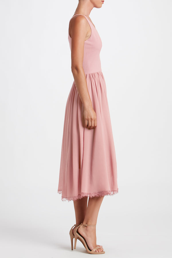 Alicia Chiffon Fit and Flare Midi Dress (Blush) - 2