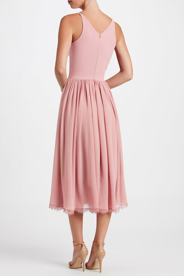 Alicia Chiffon Fit and Flare Midi Dress (Blush) - 3