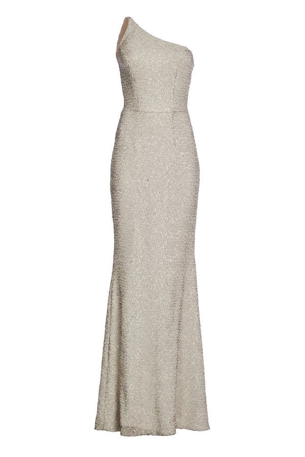 Bella One-Shoulder Sequin Mermaid Gown (Bone) - 5
