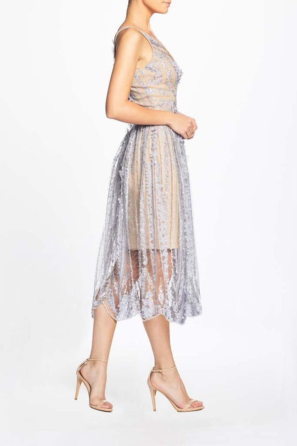 Celine Plunging Spaghetti Strap Midi Dress