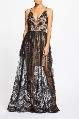 Chelsea Plunging Lace Gown