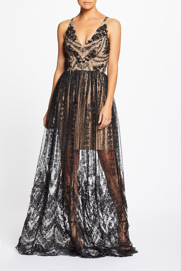 Chelsea Plunging Lace Gown- FINAL SALE