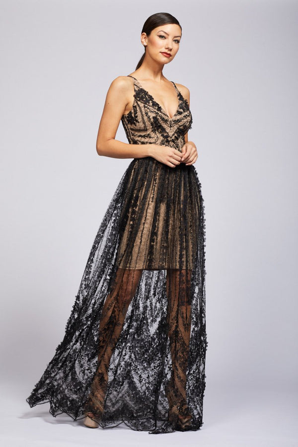 Chelsea Plunging Lace Gown- FINAL SALE