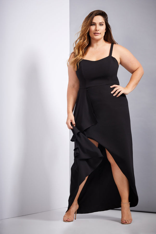 CoraHi-Low Ruffle Gown-Plus