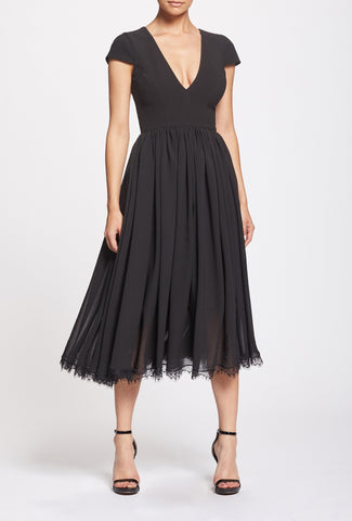 Corey Cap Sleeve Fit and Flare Midi