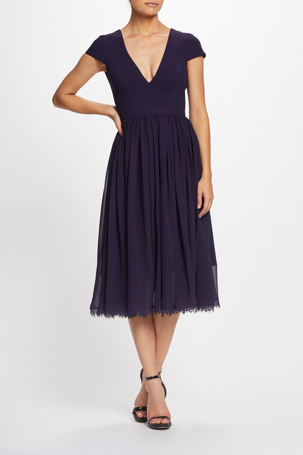 Corey Cap Sleeve Fit and Flare Midi
