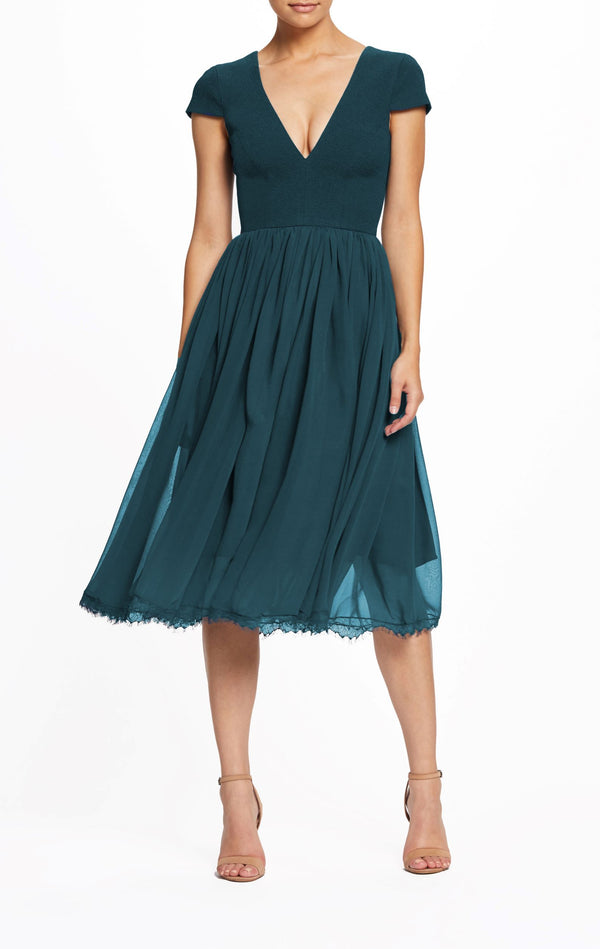 Corey Cap Sleeve Fit and Flare Midi