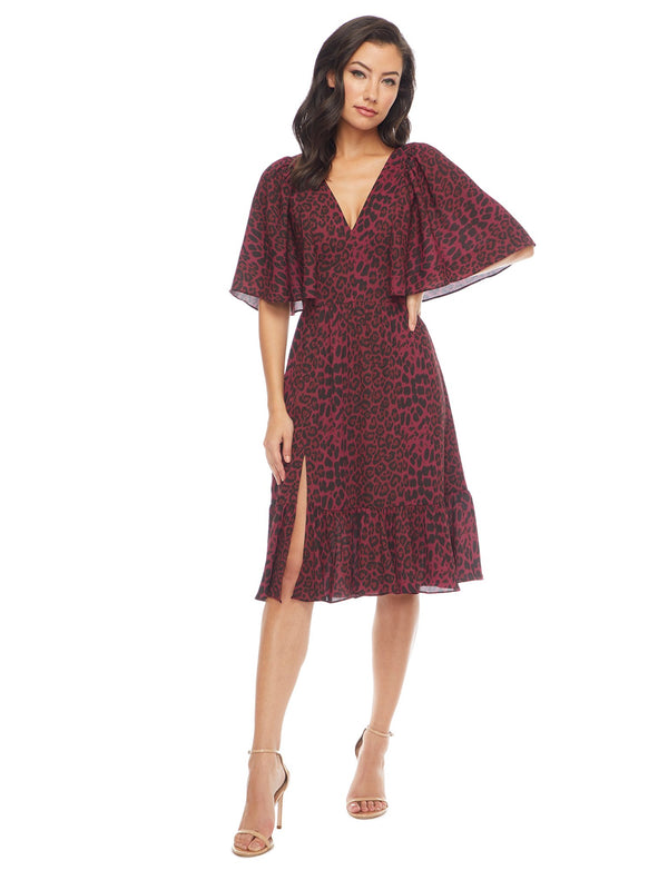 Francesca Animal-Print V-Neck Short-Sleeve Dress