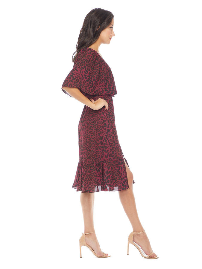 Francesca Animal-Print V-Neck Short-Sleeve Dress
