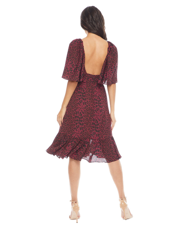 Francesca Animal-Print V-Neck Short-Sleeve Dress