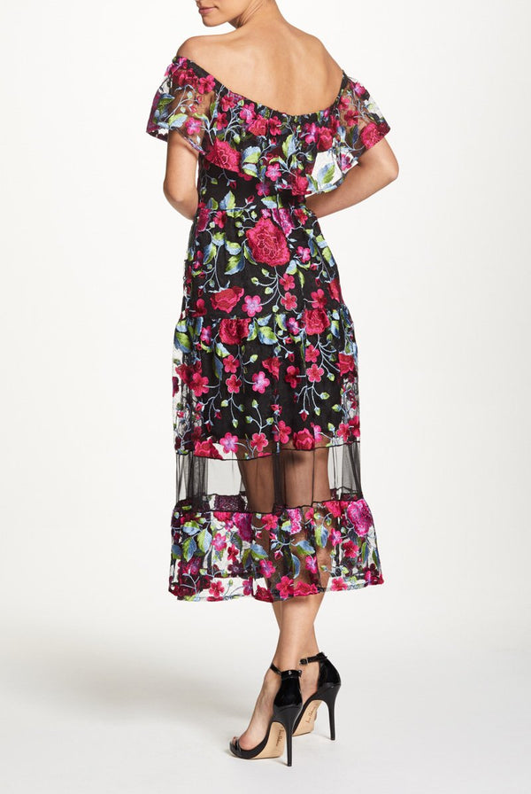 Gabriella Off the Shoulder Lace Midi Dress- FINAL SALE