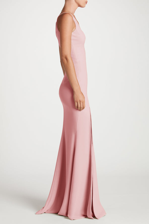 Iris Crepe Side Slit Gown (Blush) - 3