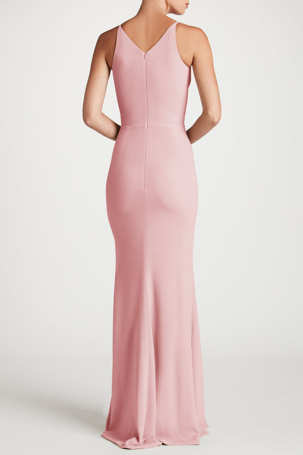 Iris Crepe Side Slit Gown (Blush) - 4