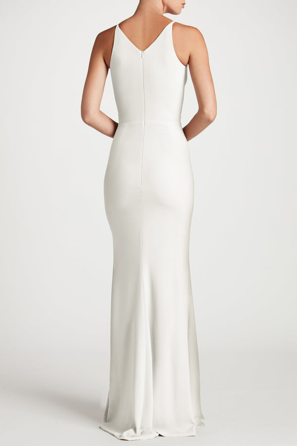 Iris Crepe Side Slit Gown (Off White) - 3