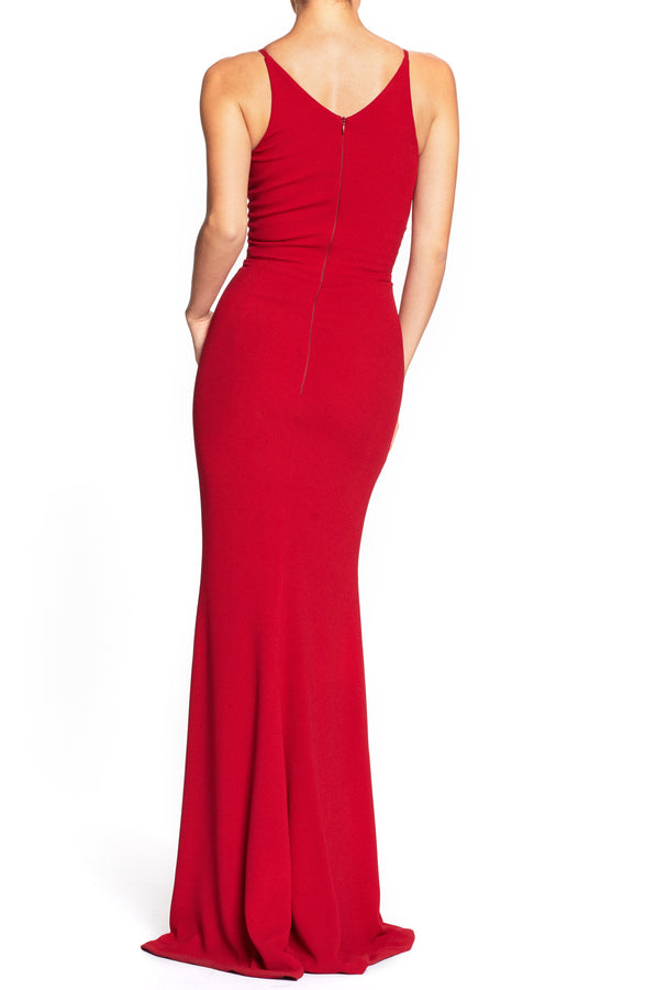 Iris Crepe Side Slit Gown (Garnet) - 3