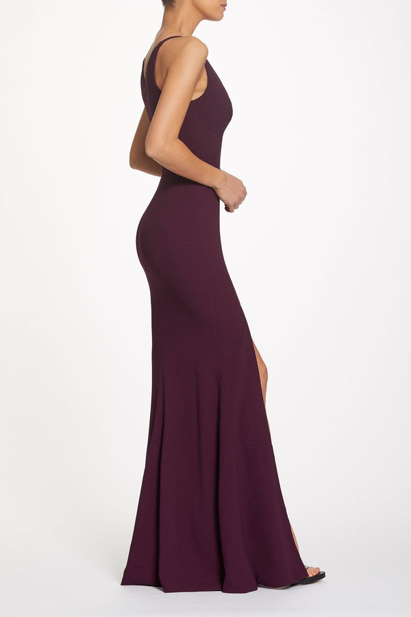 Iris Crepe Side Slit Gown