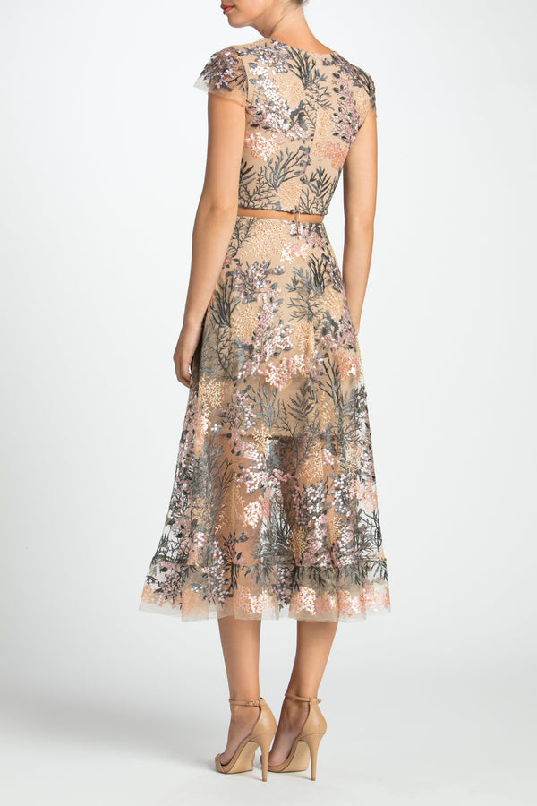 Juliana Embroidered Two Piece Crop Set (Pink Blossom) - 3
