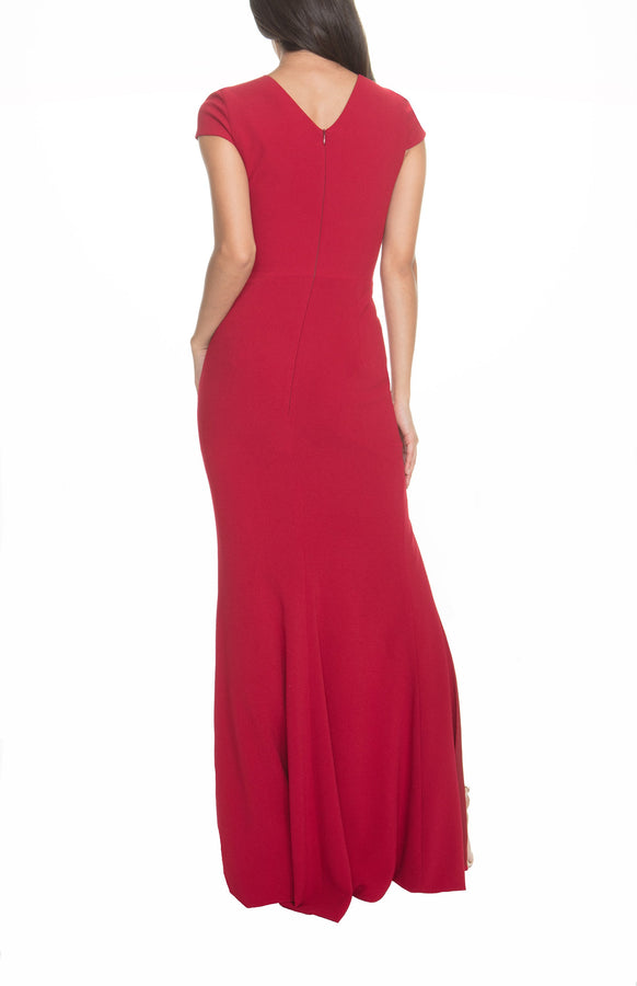 Karla Plunging Cap Sleeve Gown