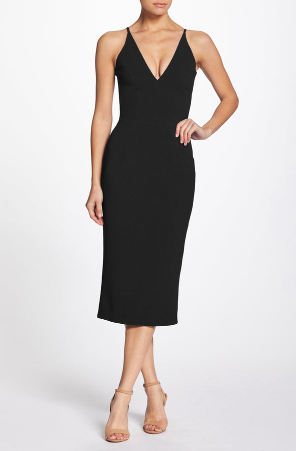 Lyla Plunging Crepe Midi Dress