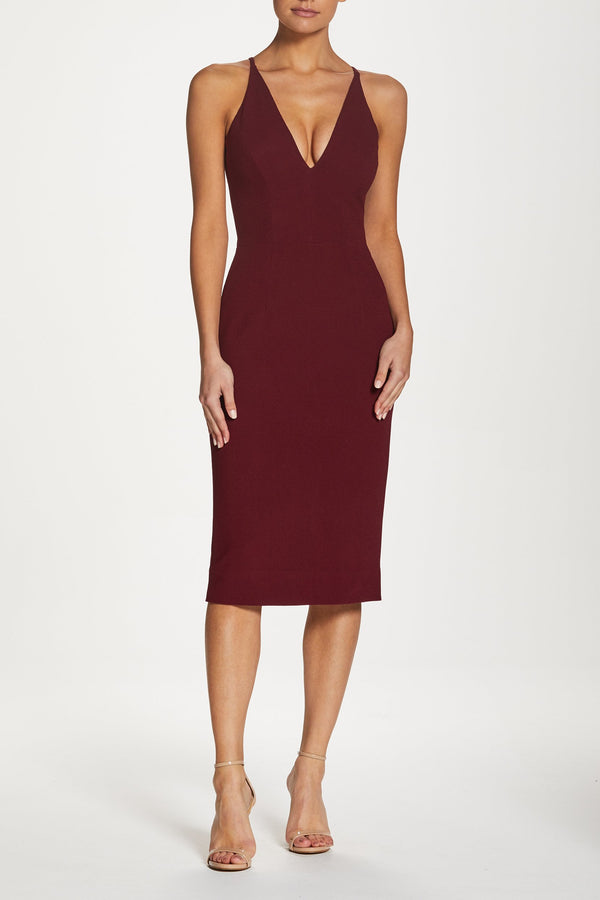 Lyla Plunging Crepe Midi Dress