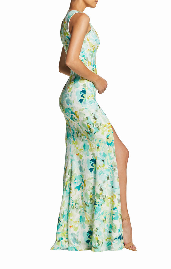 Sandra Watercolor Floral Print Gown