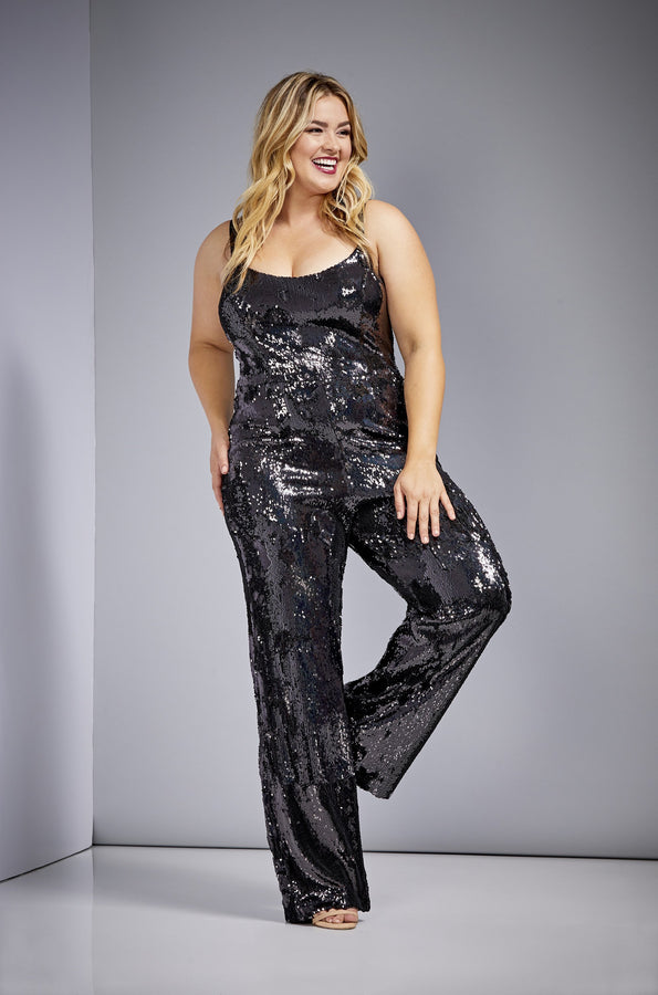 Victoria Sequin Wide Leg Jumpsuit-Plus